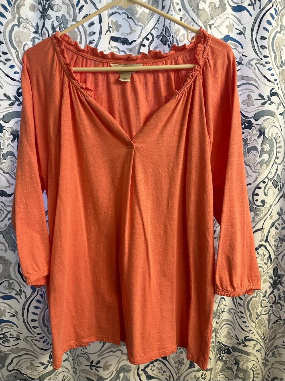 Christopher & Banks Orange Peasant Tunic